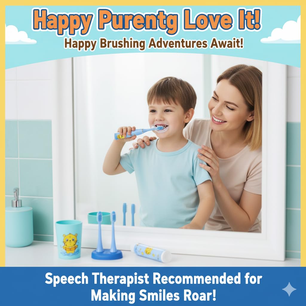 Gentle Electric Kids Toothbrush with 2 Extra Heads Attachments