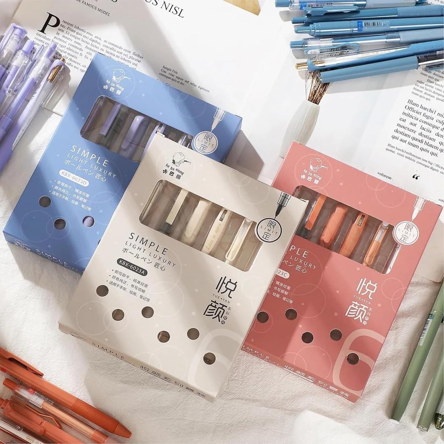 6 in 1 Aesthetic Gel Pen Set Pastel Cute Pens